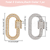 WADORN 2Pcs 2 Colors Brass Micro Pave Clear Cubic Zirconia Screw Carabiner Lock Charms ZIRC-WR0001-01-2