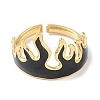 Ion Plating(IP) 304 Stainless Steel Enamel Flame Shape Cuff Finger Rings RJEW-L107-086G-02-2
