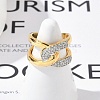 Brass Micro Pave Clear Cubic Zirconia Cuff Rings for Women RJEW-R011-11G-02-3