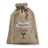 Christmas Printed Burlap Packing Pouches Drawstring Bags ABAG-Q053-02B-12-3