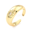 Clear Cubic Zirconia Sun Open Cuff Ring for Women RJEW-C018-14G-4