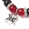 2Pcs 10mm Round Blue Cat Eye & Red Glass & Black Glass Beaded Stretch Bracelet Sets for Lover BJEW-JB10325-04-4
