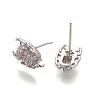 Eco-Friendly Brass Cubic Zirconia Stud Earrings Finding ZIRC-O028-01-3