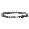 4mm Round Natural Map Stone Beads Bracelet for Men LS-KG3069-21-1