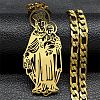 304 Stainless Steel Hollow Virgin Mary & Baby Pendant Figaro Chain Necklaces STAS-D196-09G-1