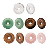 Fashewelry 5Pcs 5 Style Natural Rose Quartz & Tiger Eye & Howlite & Picture Jasper & Green Aventurine Pendants G-FW0001-08-11