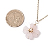 Natural Rose Quartz Clover Pendant Necklaces NJEW-JN05132-04-3