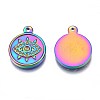 Rainbow Color 304 Stainless Steel Pendants Rhinestone Settings STAS-S119-094-3