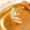 Olive Branch Brass Micro Pave Clear Cubic Zirconia Cuff Rings FS-WG54664-01-3