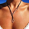 Adjustable Alloy Triangle Imitation Leather Cord Lariat Necklaces WGC01CF-01-3