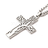 304 Stainless Steel Cross with Tree of Life Pendant Necklaces NJEW-M197-02P-2