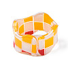 Resin Tartan Pattern Cuff Ring RJEW-T022-010-6