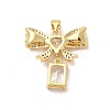 Rack Plating Brass Micro Pave Cubic Zirconia Pendants KK-B068-09G-2