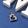 304 Stainless Steel Double Dolphin Heart Urn Ashes Necklaces STAS-Z106-08P-1