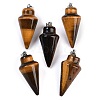 Natural Tiger Eye Gemstone Pointed Pendants G-K384-01P-07-1