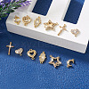 12Pcs 6 Styles Brass Micro Pave Clear Cubic Zirconia Connector Charms KK-TA0001-14-15