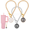 Flat Round with Letter Alloy Enamel Wine Glass Charms AJEW-AB00184-08-1