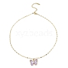 Butterfly Light Gold Brass Micro Pave Cubic Zirconia Pendant Necklaces NJEW-E105-05KCG-04-2