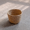 Round Cattail Straw Braided Baskets HULI-PW0002-069A-1