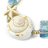 3Pcs Natural Shell & Quartz & Aquamarine Braided Bead Bracelets for Women BJEW-TA00576-4