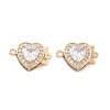 Heart Brass Micro Pave Cubic Zirconia Box Clasps KK-B125-15A-01G-1