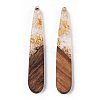 Transparent Resin & Walnut Wood Pendants RESI-N039-69A-3