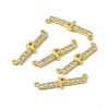 Rack Plating Brass Micro Pave Clear Cubic Zirconia Connector Charms KK-C007-37G-P-1