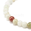 Natural Jadeite & Lava Rock Round Beaded Stretch Bracelet BJEW-JB07572-02-5