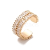 Brass Micro Pave Cubic Zirconia Open Cuff Rings RJEW-R146-13G-1