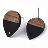 Resin & Walnut Wood Stud Earring Findings MAK-N032-002A-B01-3