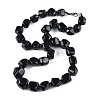Natural Dyed & Heated Black Agate Nuggets Beaded Necklaces for Women Men NJEW-K388-01P-4