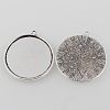 Tibetan Style Antique Silver Alloy Flat Round Pendant Cabochon Settings TIBEP-M022-23AS-2