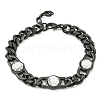 304 Stainless Steel & Natural Howlite Polygon Link Bracelets for Women BJEW-G717-16B-01-1