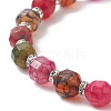 Dyed Natural Agate Beaded Stretch Bracelet BJEW-JB09180-03-4