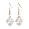 Round Shell Pearl Beads Dangle Earrings EJEW-JE06318-02-2