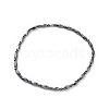 Synthetic Hematite Twist Rectangle & Round Beaded Stretch Bracelet & Beaded Necklace with Magnetic Clasp G-C006-06-2