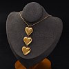 Valentine's Day PVD Vacuum Plating 304 Stainless Steel Triple Heart Pendant Round Snake Chain Necklaces for Women STAS-Z114-24G-3