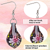 FIBLOOM 4 Pairs 4 Colors Bling Flower Inner Glass Teardrop Dangle Earrings EJEW-FI0001-06-3