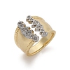 Brass Micro Pave Clear Cubic Zirconia Cuff Rings for Women RJEW-U041-11G-4