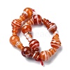 Dyed and Heated Natural Banded Agate 3-Hole Guru Bead Strands G-K149-43-2
