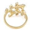 Leaf Brass Micro Pave Clear Cubic Zirconia Cuff Ring for Women RJEW-Q819-24G-3