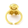 Bear Brass Micro Pave Cubic Zirconia Open Cuff Ring for Women RJEW-U003-23A-G-3