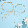 2Pcs 2 Styles Star Alloy Pendant 3 Layered Necklaces for Women NJEW-SC0001-55-6