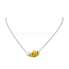 Handmade Porcelain Fish & Natural Cultured Freshwater Pearl Pendant 304 Stainless Steel Round Snake Chain Necklaces for Women NJEW-JN06398-5