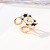 304 Stainless Steel with Enamel Cuff Rings for Women LS-RJEW-Z116-01G-07-1
