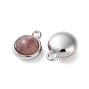 Natural Strawberry Quartz Half Round Charms STAS-L022-397A-P-2