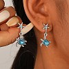 Starfish with Turtle Alloy Rhinestone Dangle Stud Earrings EJEW-A112-02P-1