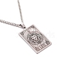 304 Stainless Steel Curb Chain Rectangle with Constellation Pendant Necklaces PW-WG0F5D0-13-1