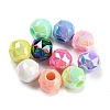 UV Plating Rainbow Iridescent Acrylic European Beads MACR-P040-11-1