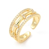 Clear Cubic Zirconia Bamboo Open Cuff Rings RJEW-L106-012G-1